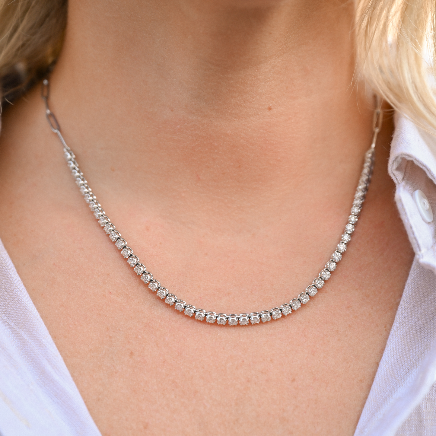 Diamond Tennis/Paperclip Necklace