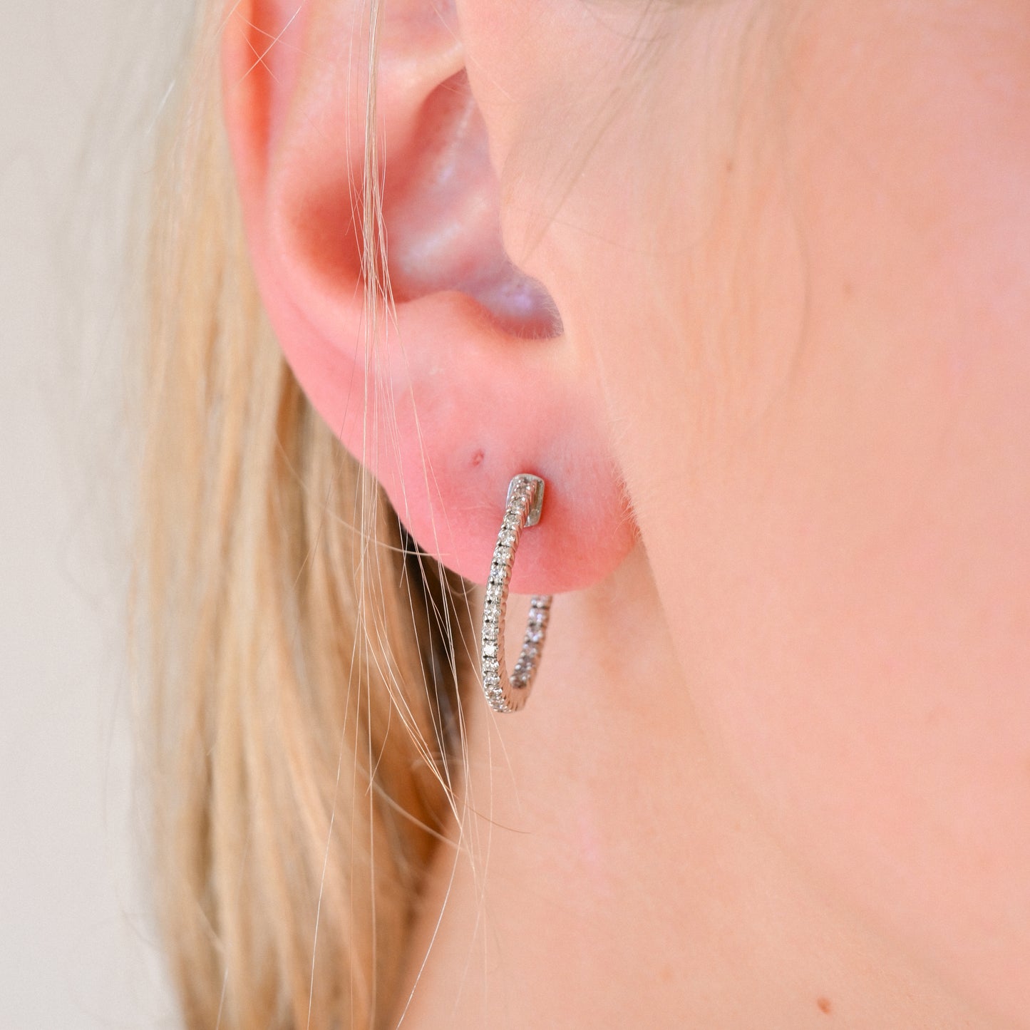 14KWG Dia (.60tcw) Hoop Earrings