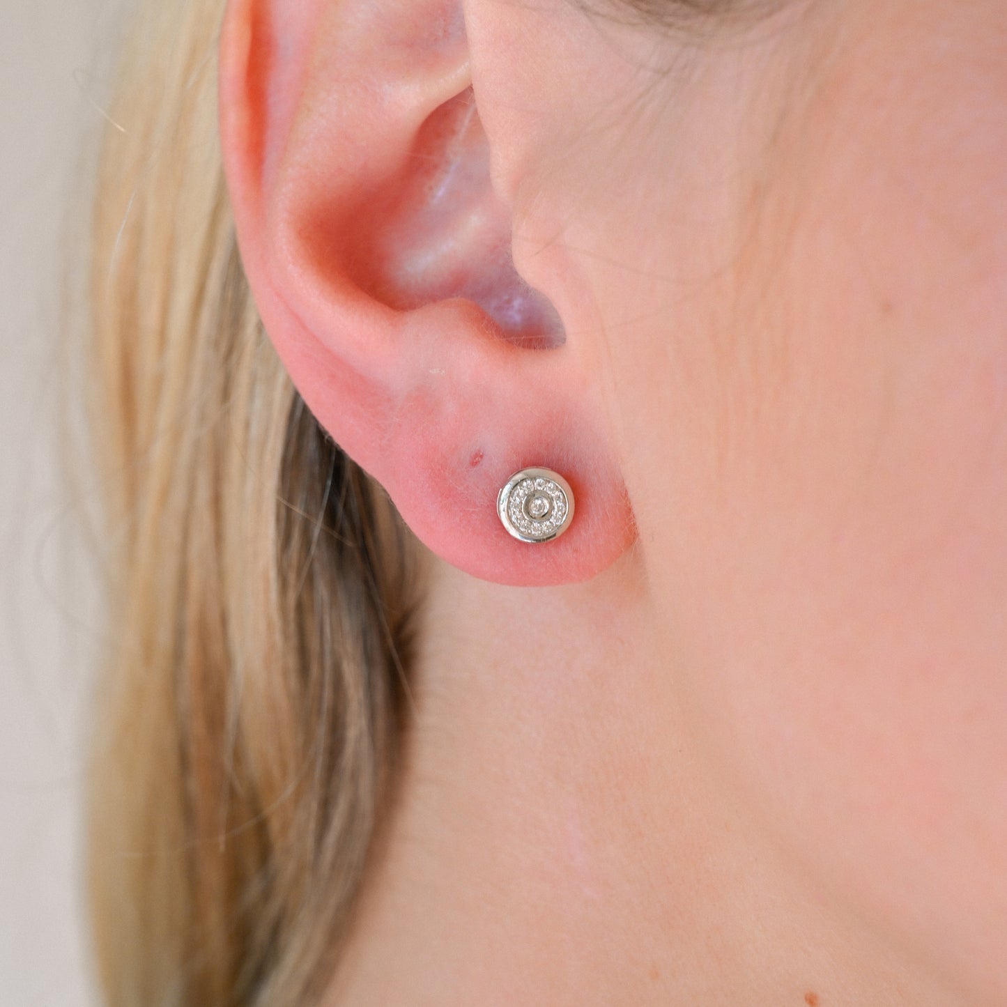 14KWG Dia (.45) Bezel Post Earrings