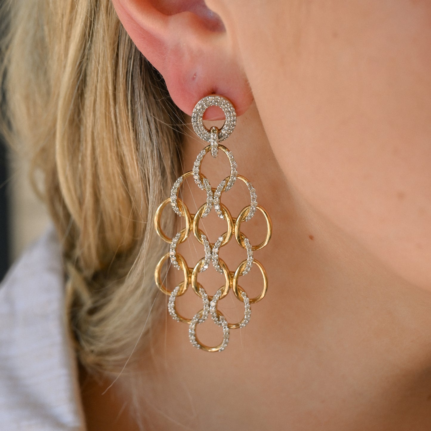 14KYG Dia (4.27tcw) Cascade Earrings