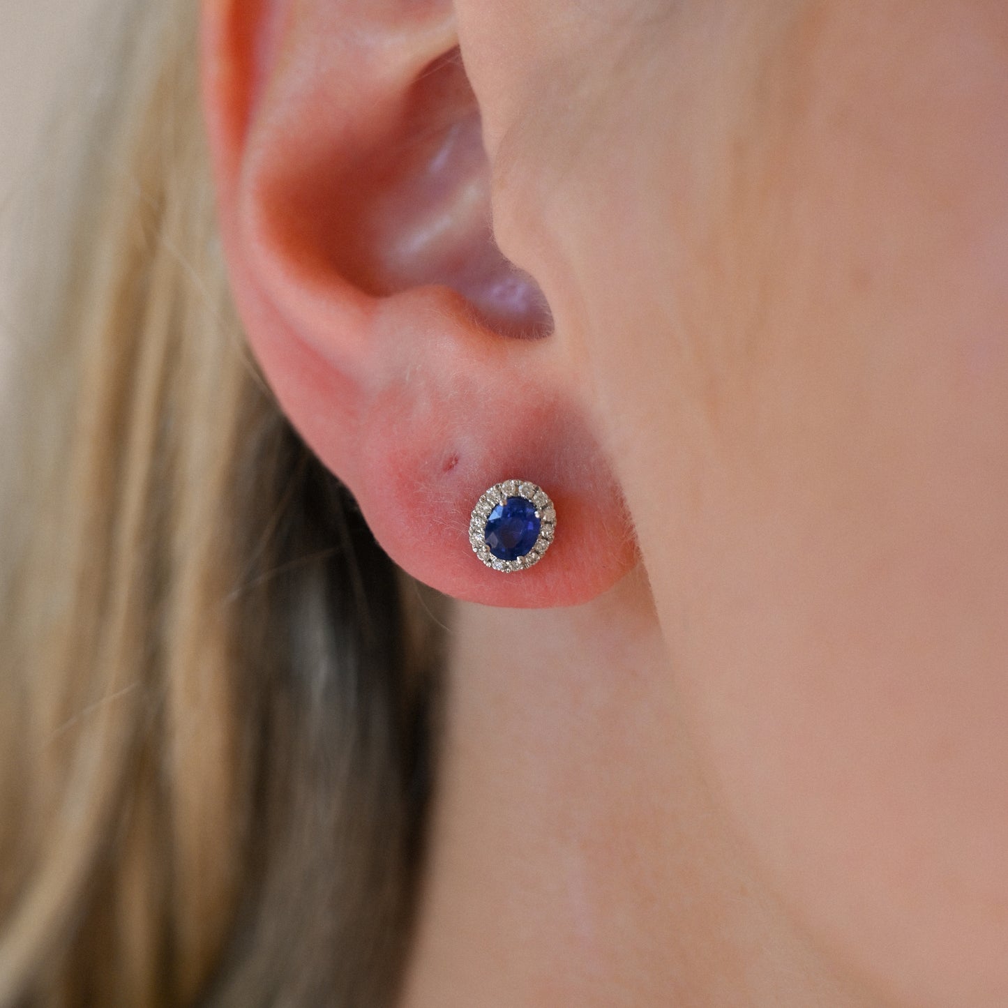 14KWG Sapphire (.87tcw) Diamond Stud Earrings