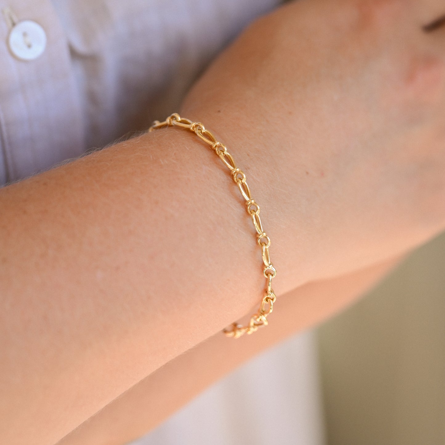 14KYG 3D Fancy Teardrop Link Bracelet