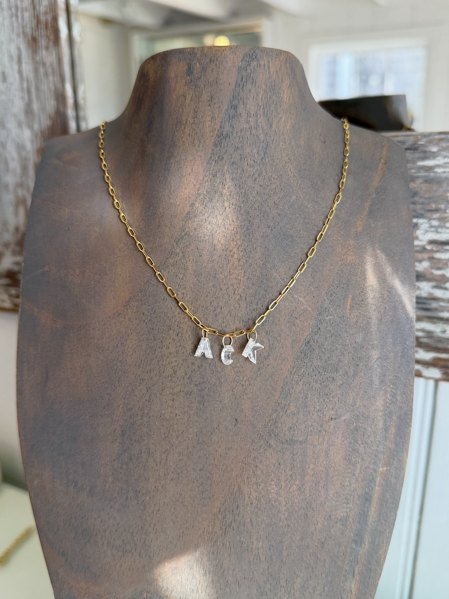 Fantasy Cut Lab Diamond "ACK" Necklace