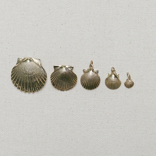 Scallop Shell Charm/Pendant in 14K Yellow Gold handmade by Jewel in the Sea Nantucket