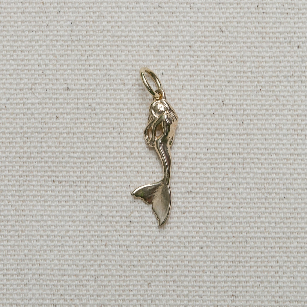 Mermaid Charm/Pendant in 14K Yellow Gold handmade by Jewel in the Sea Nantucket