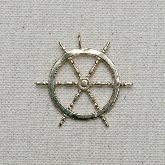 Captain's Wheel Charm/Pendant in 14K Yellow Gold handmade by Jewel in the Sea Nantucket
