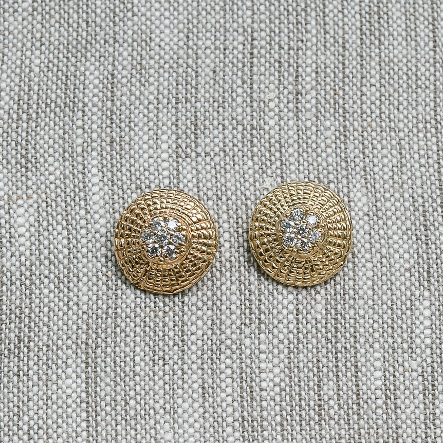 Diamond Nantucket Basket Top Earrings handmade by Jewel in the Sea Nantucket