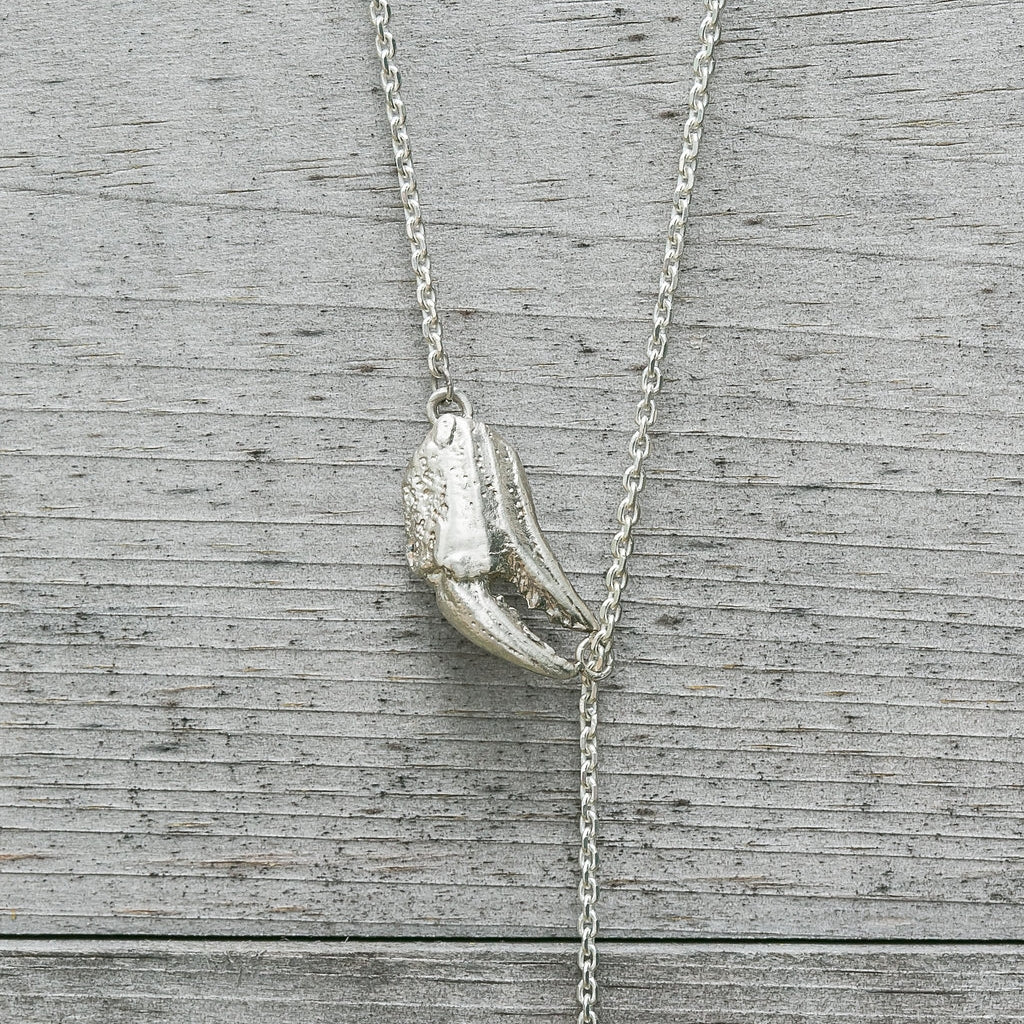 Sterling Silver Crab Claw and Pearl Necklace handmade by Jewel in the Sea Nantucket