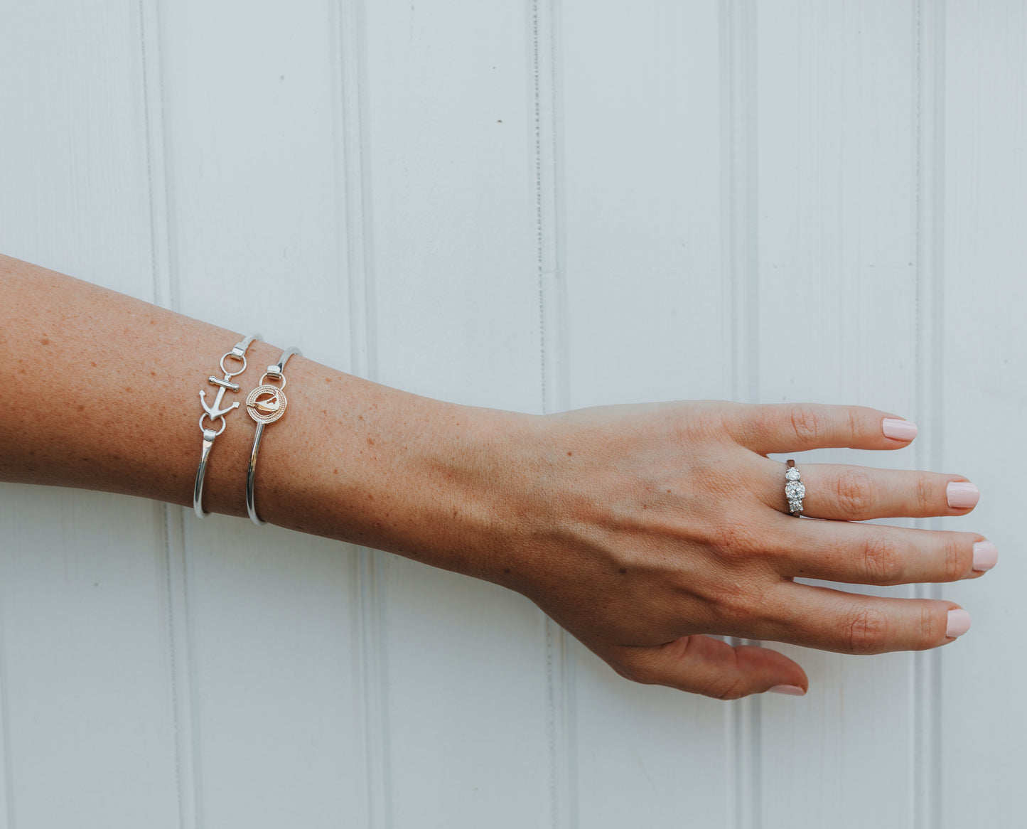 Nantucket Island with Rope Detail and Anchor Bangles in Sterling Silver and 14K Yellow Gold handmade by Jewel in the Sea on Nantucket