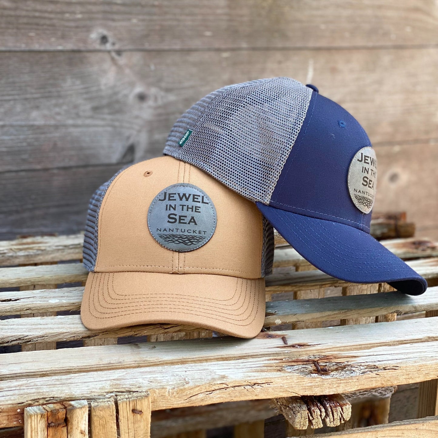 Jewel in the Sea Lo Pro Snapback Trucker Hat in Carmel and Navy