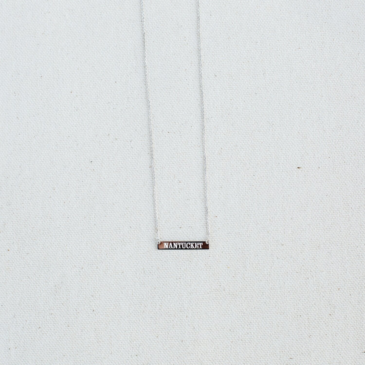 "Nantucket" Engraved Bar Necklace handmade by Jewel in the Sea Nantucket