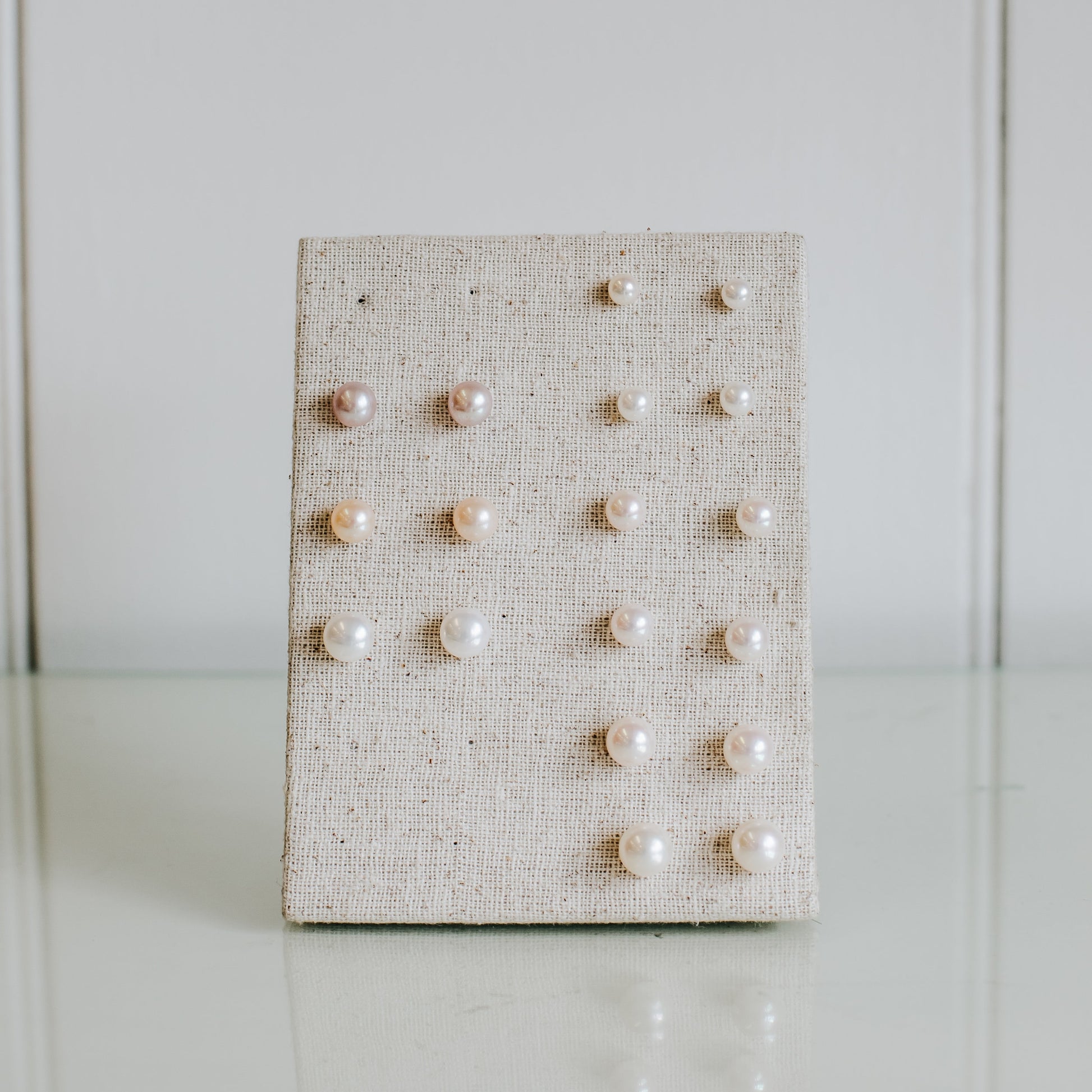 Freshwater Pearl Studs set in 14K Yellow Gold handmade by Jewel in the Sea Nantucket