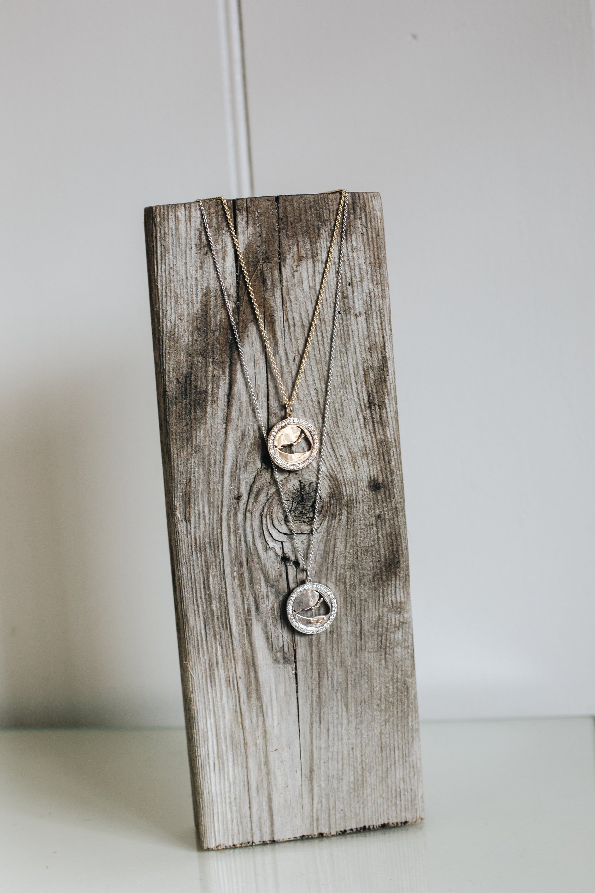 14K Yellow and White Gold Diamond Nantucket Island Cut Out Pendants handmade by Jewel in the Sea Nantucket