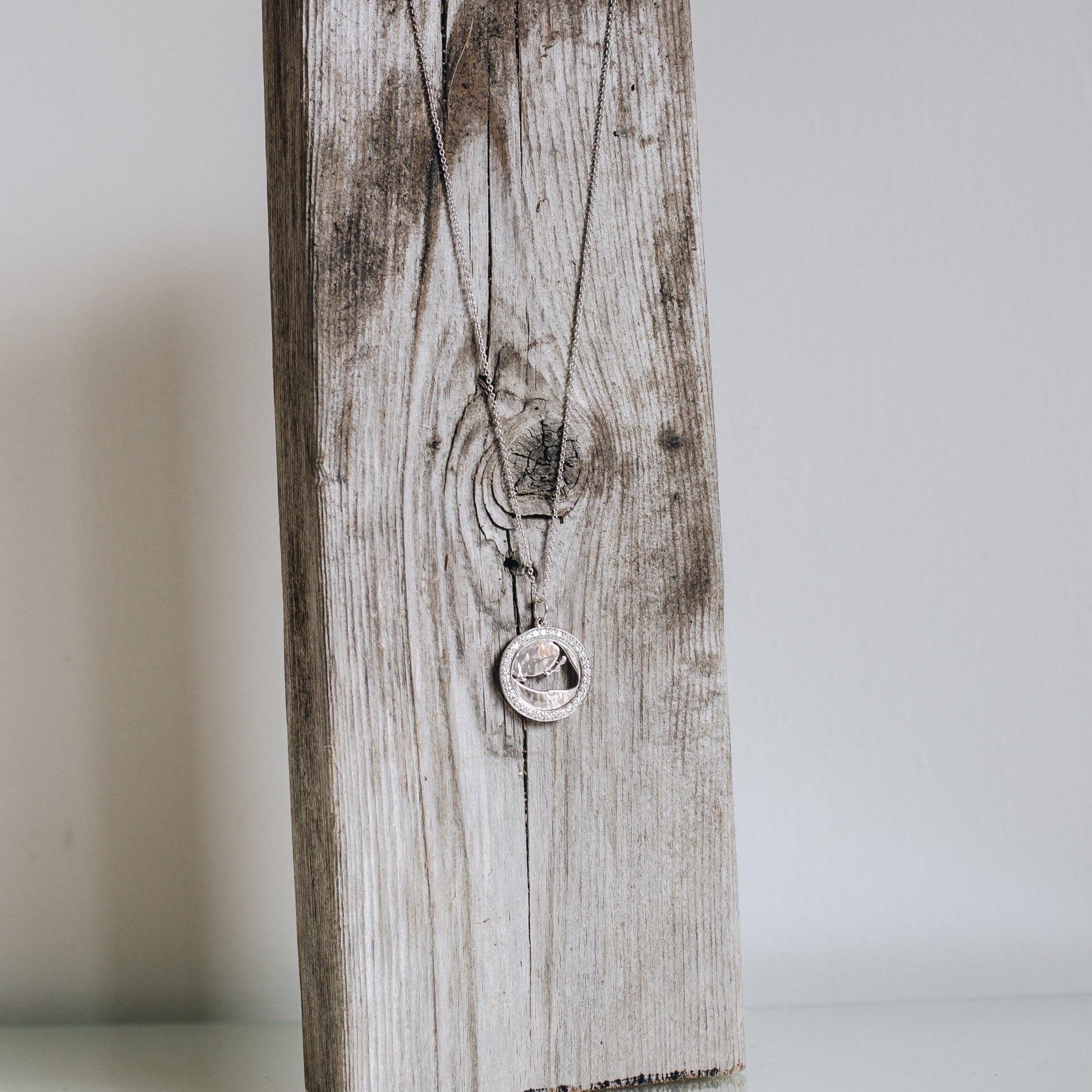 14K White Gold Diamond Nantucket Island Cut Out Pendant handmade by Jewel in the Sea Nantucket