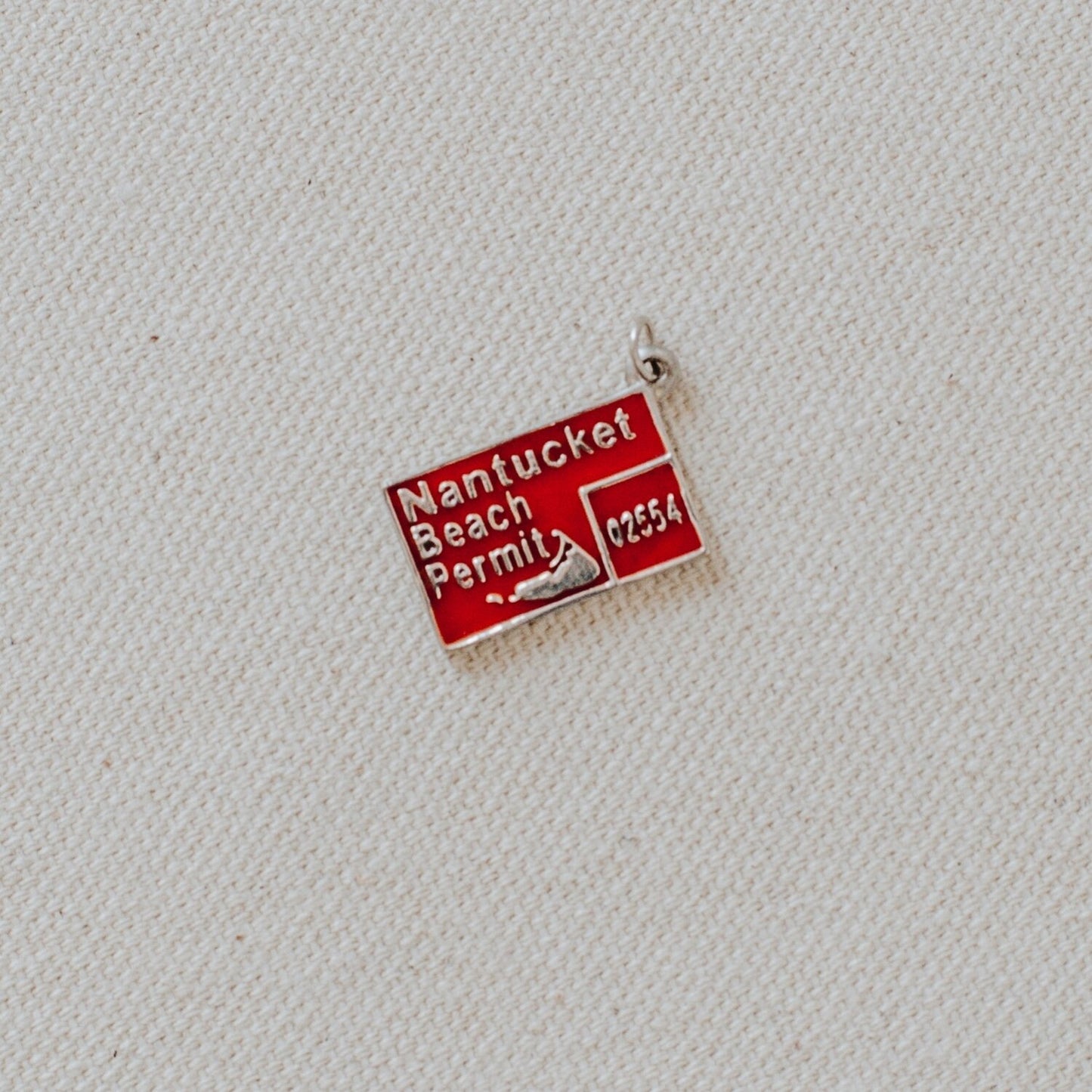 Sterling Silver Nantucket Beach Pass Charm in Cherry Red handmade by Jewel in the Sea Nantucket