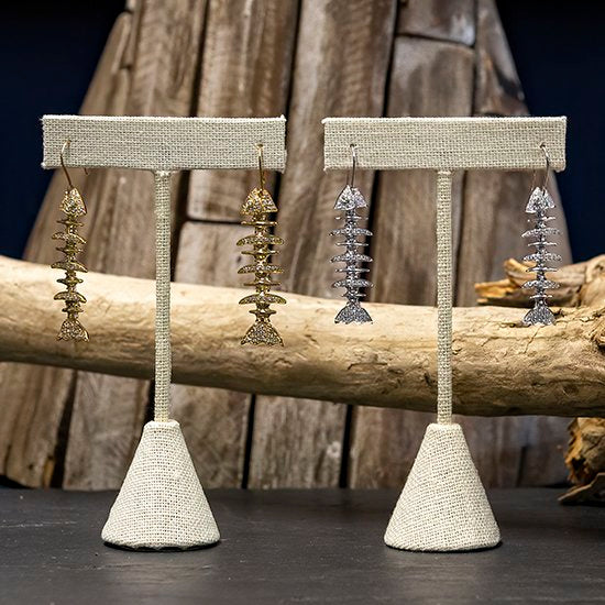 Diamond Fish Dangle 14K Gold Earrings handmade by Jewel in the Sea Nantucket