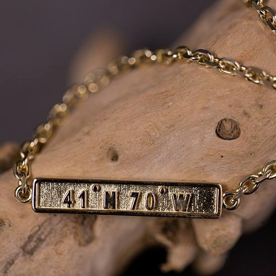 14K Yellow Gold Nantucket Coordinates Bracelet 7" handmade by Jewel in the Sea Nantucket