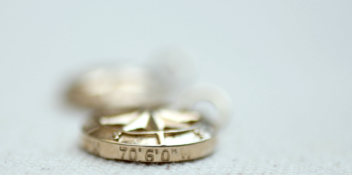 14K Yellow Gold and Sterling Silver Compass Rose Charm handmade by Jewel in the Sea Nantucket