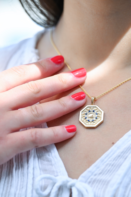 14KYG Nantucket Sailor's Valentine- Sapphire/Diamond