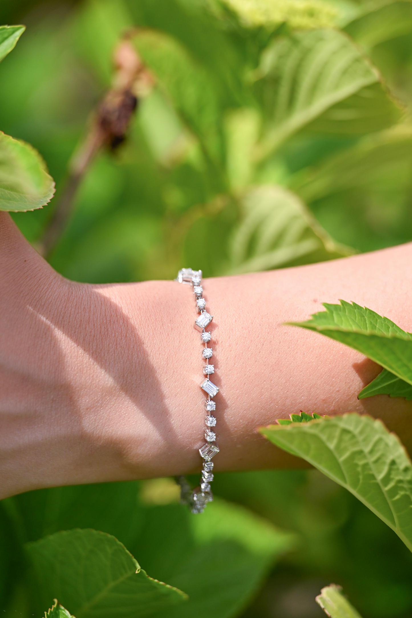 14KYG Dia (4.33ctw) Multi-Shape EC/BR 7" Bracelet