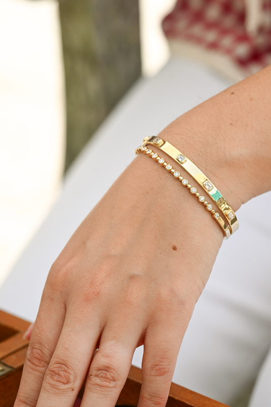 14KG Bezel Dia (.49ctw) Bangle