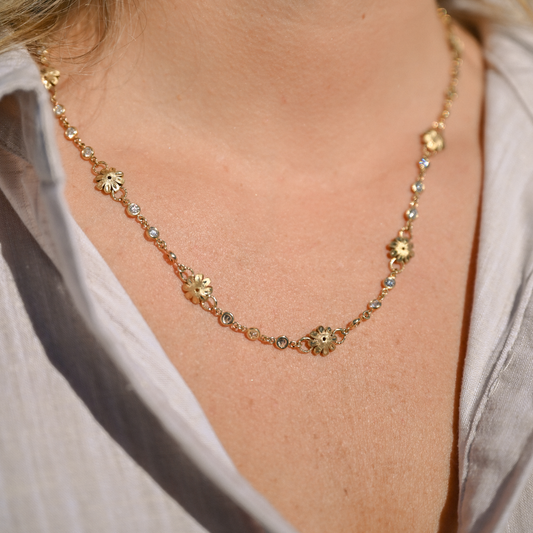 Floral and Diamond Necklace