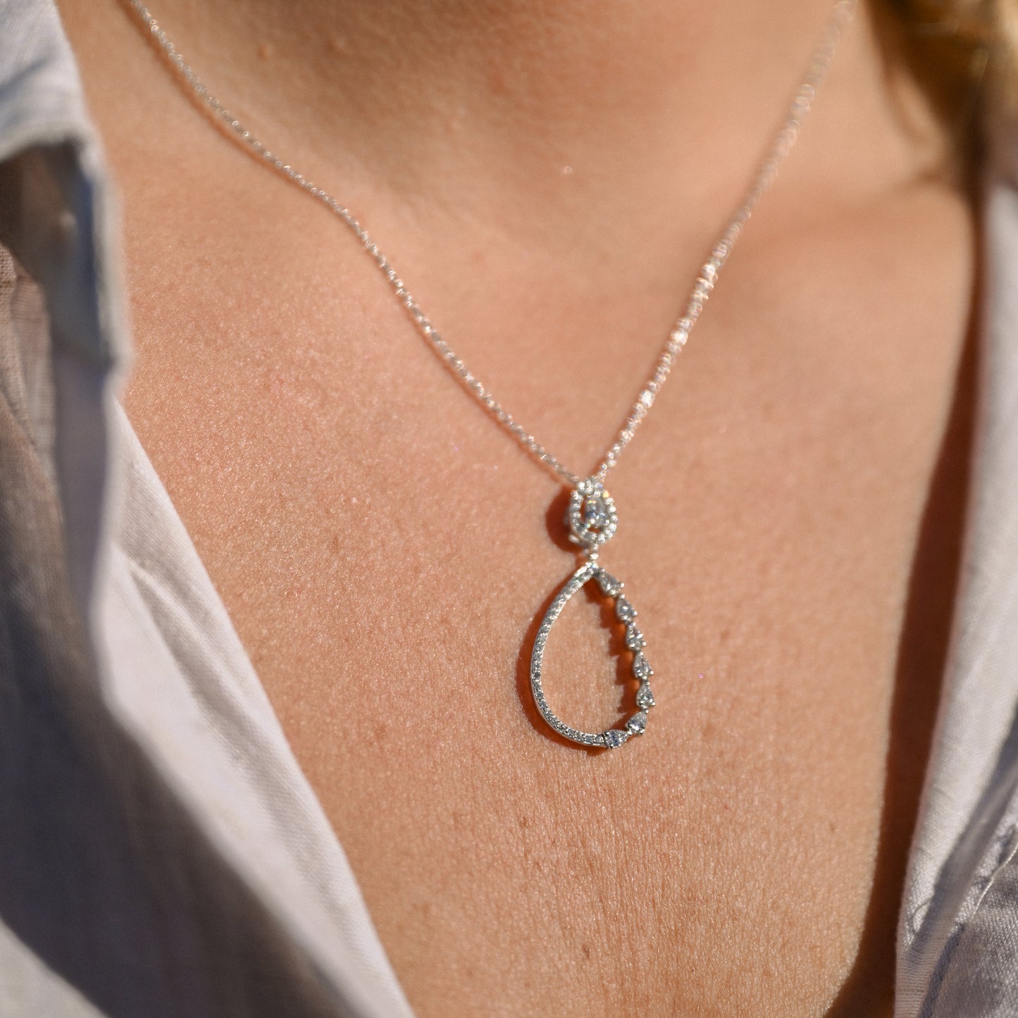 Diamond Teardrop Pendant Necklace