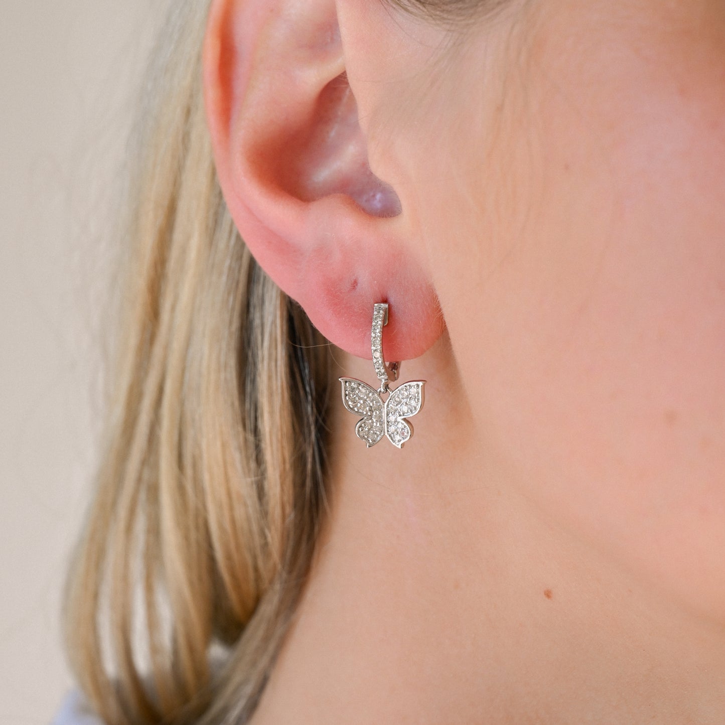 14KWG DIA (.88tcw) Butterfly Dangle Earrings