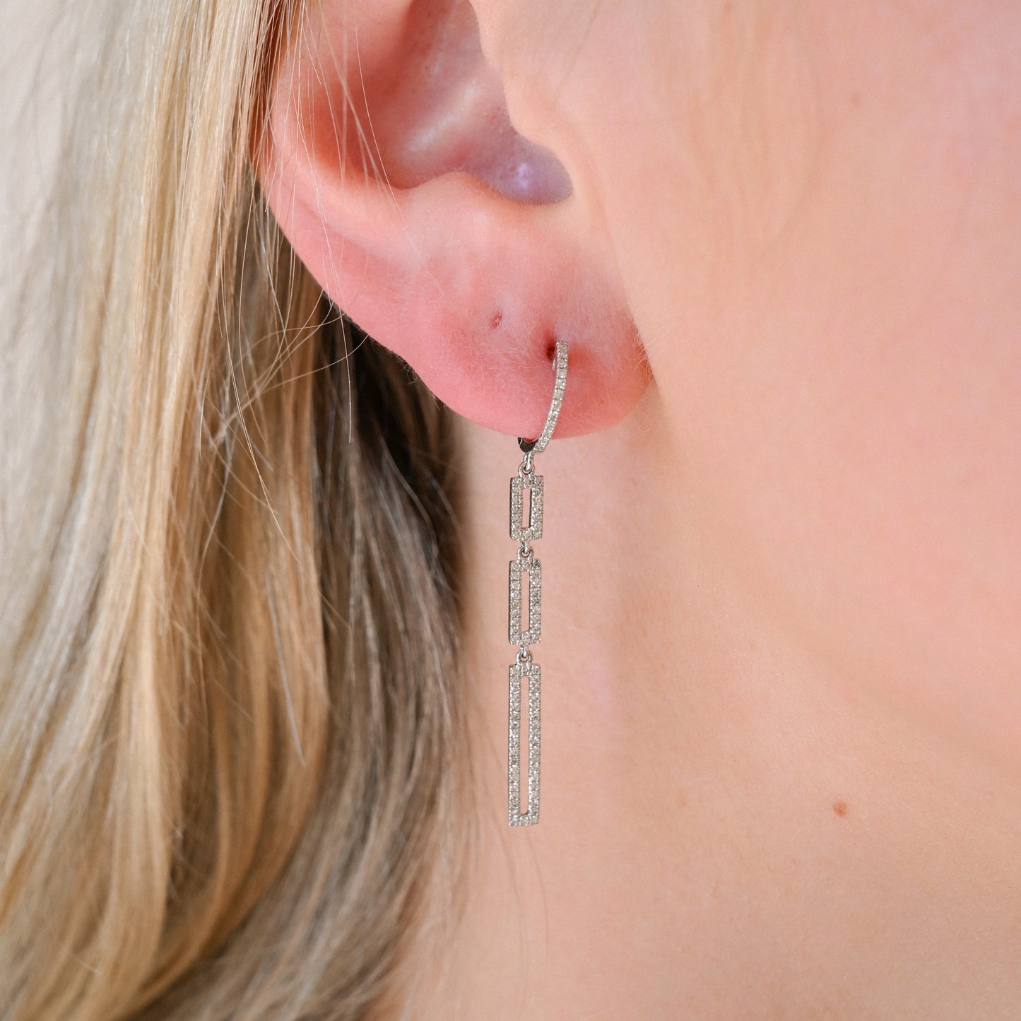 Lady's White 14K Dia (.41tcw) Drop Earrings