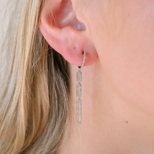 Lady's White 14K Dia (.41tcw) Drop Earrings