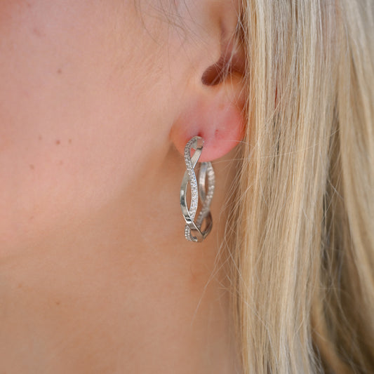 14KWG Dia (.94tcw) Twist Hoop Earrings