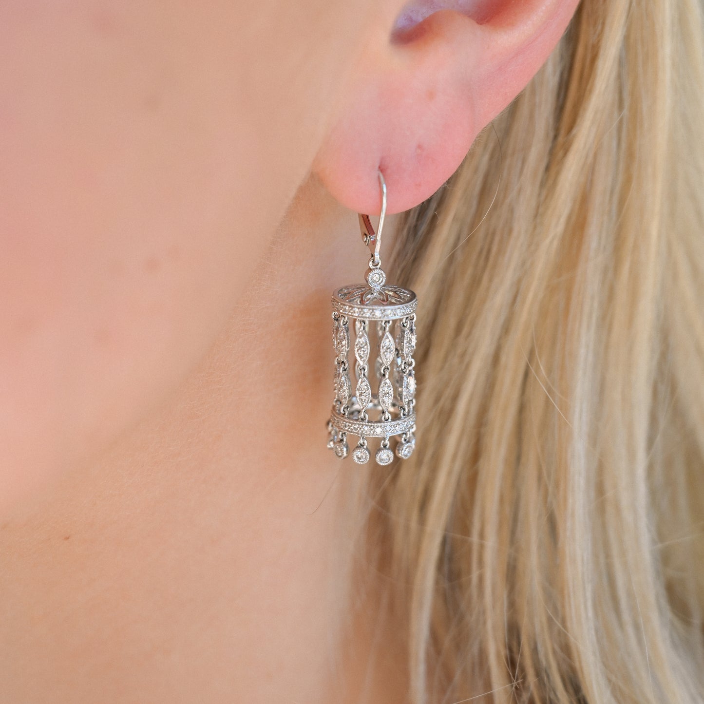 18KWG Dia (1.15tcw) Chandelier Earrings