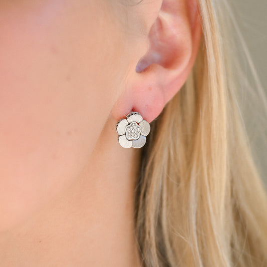 14KWG Flex Dia (.21ct) Floral Earrings