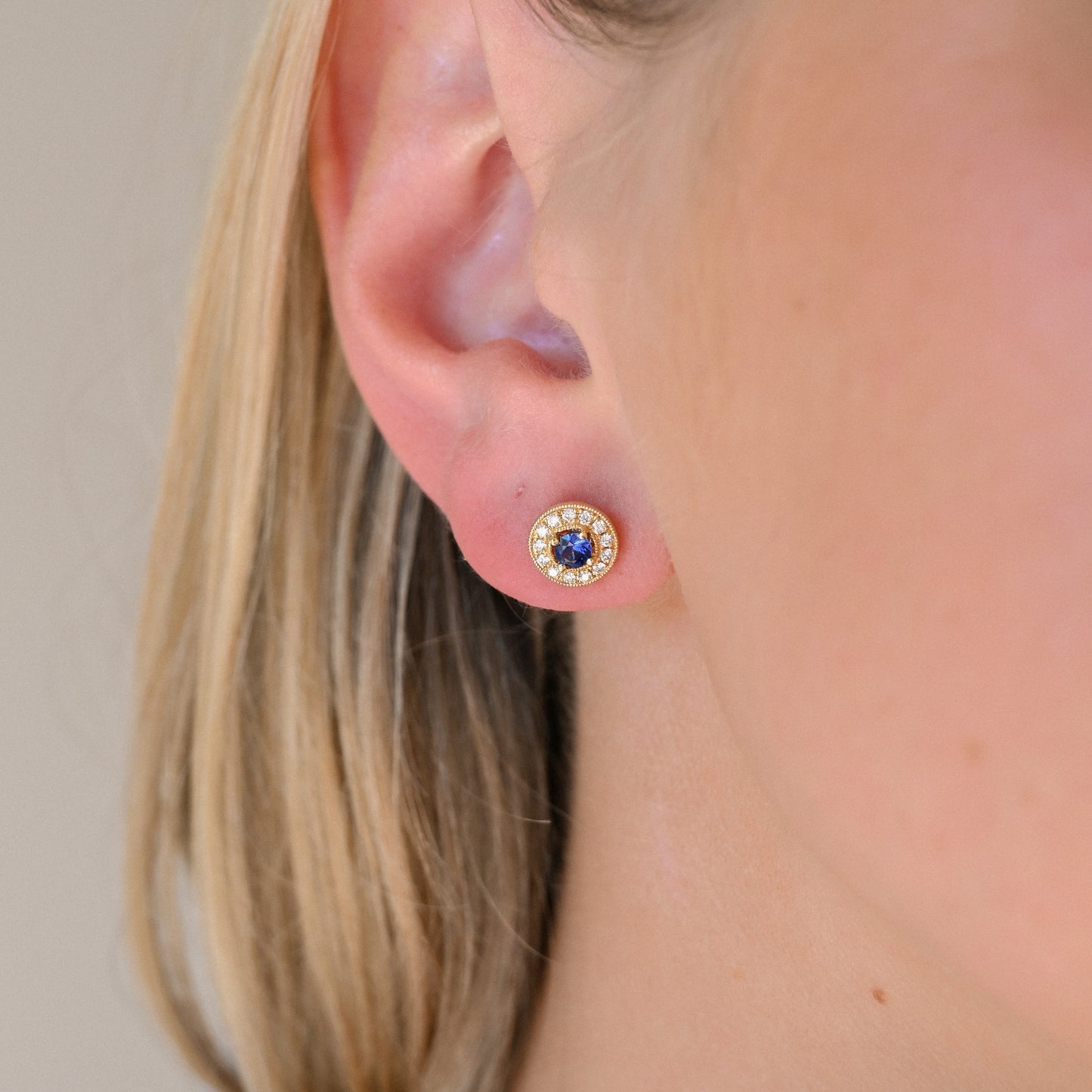 14KYG Sapph (.29) Dia (.20) Stud Earrings