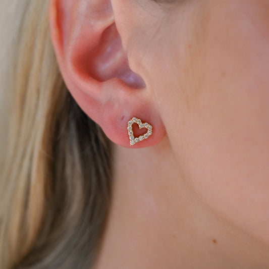 14KYG Dia (.50tcw) Heart Earrings