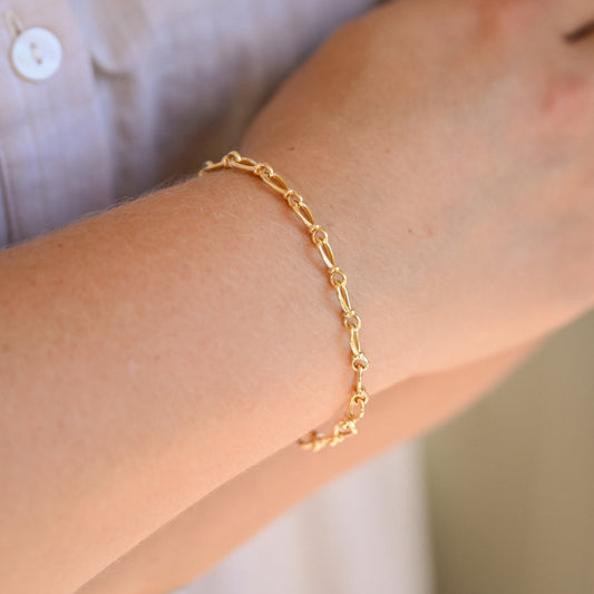 14KYG 3D Fancy Teardrop Link Bracelet