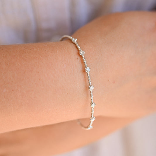 14KWG Dia Beaded Flexible Bracelet