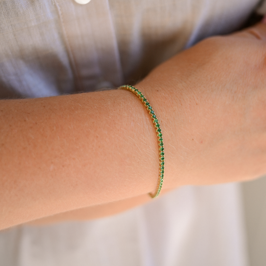 14KYG Emerald Tennis Bracelet