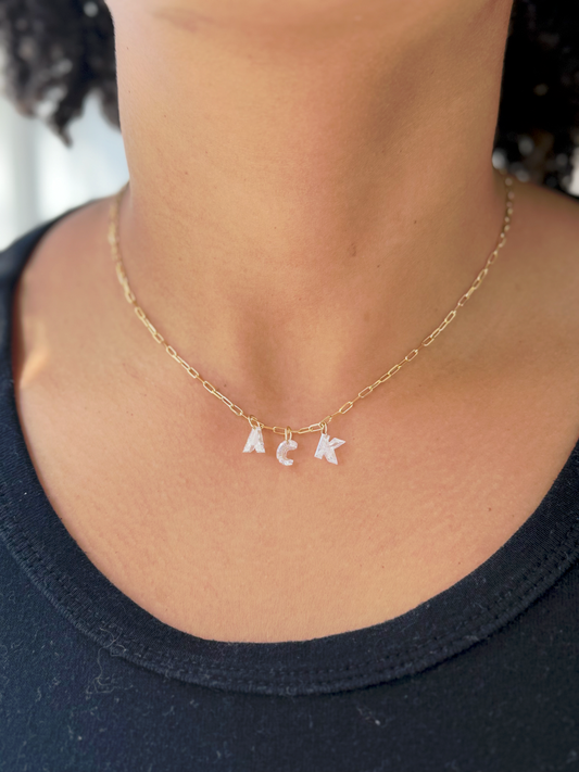 Fantasy Cut Lab Diamond "ACK" Necklace