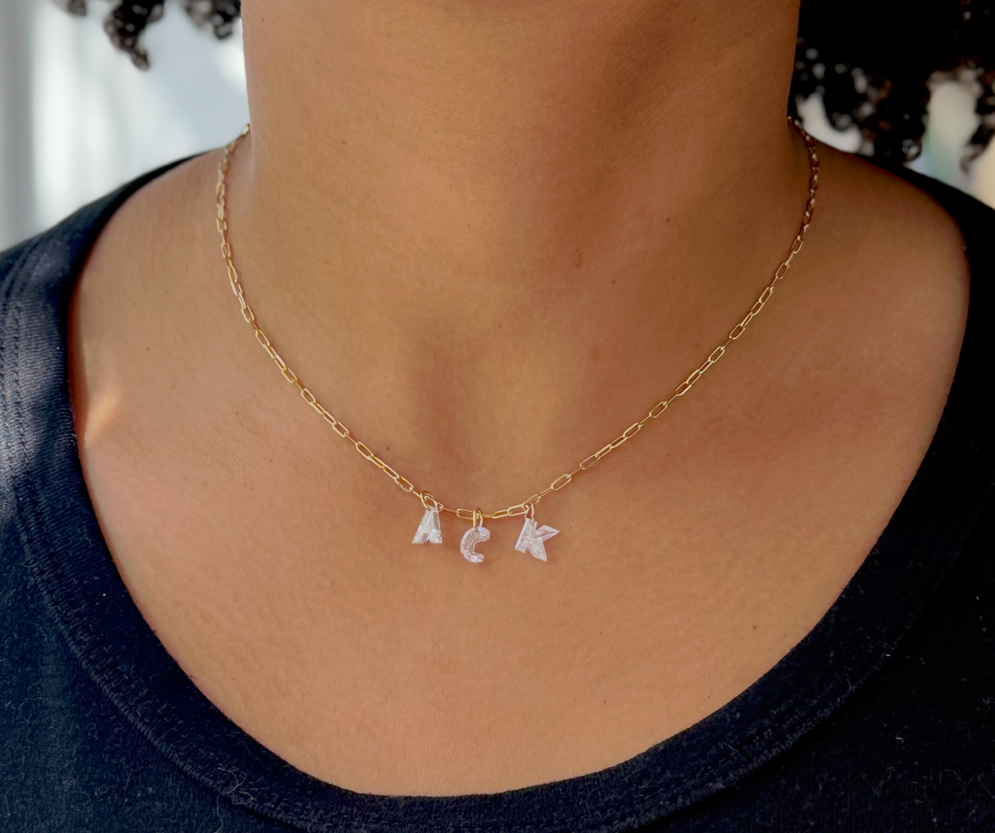 Fantasy Cut Lab Diamond "ACK" Necklace