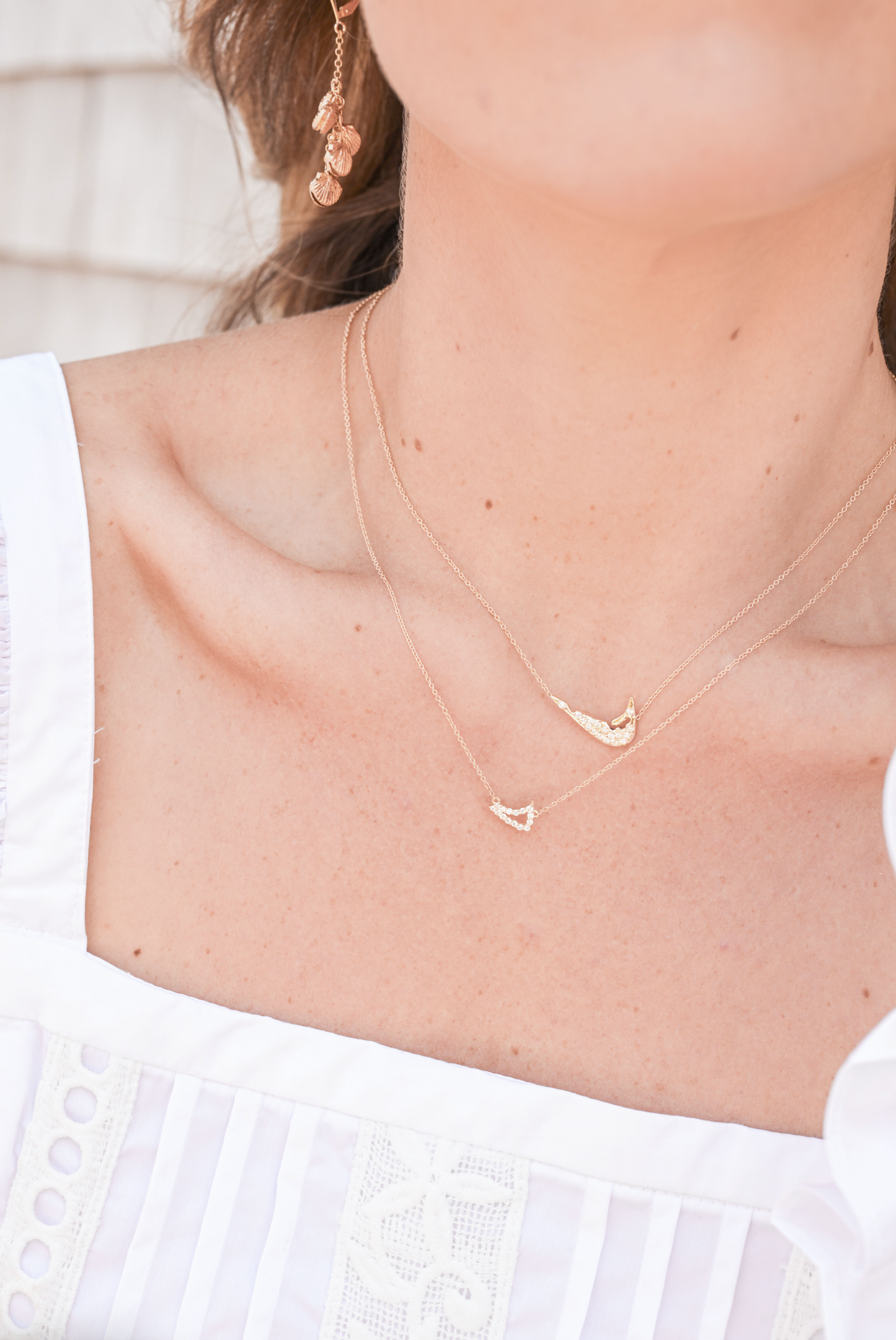 Diamond Nantucket Island Outline Necklace - 14K Gold