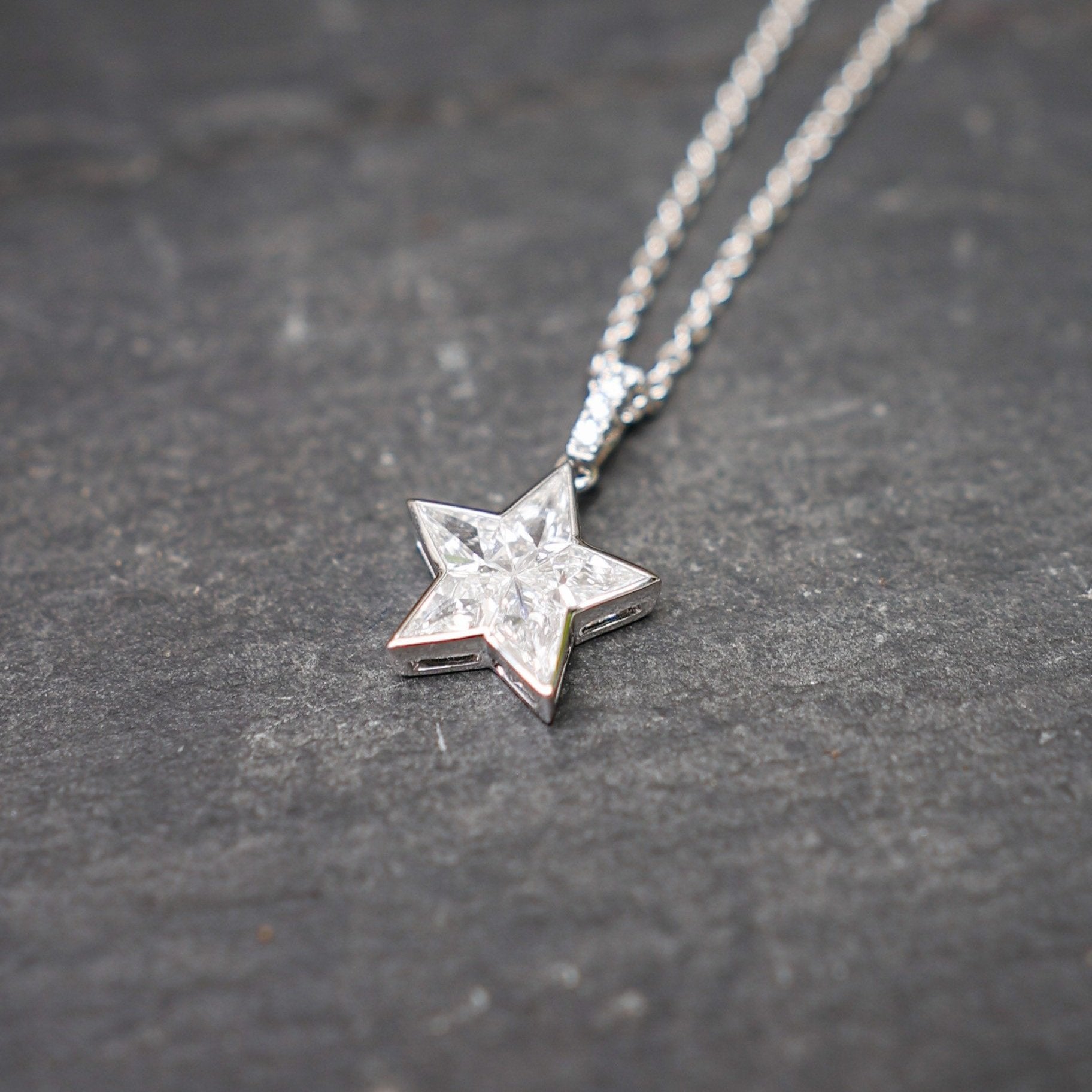 18K White Gold and Diamond Star Pendant handmade by Jewel in the Sea Nantucket