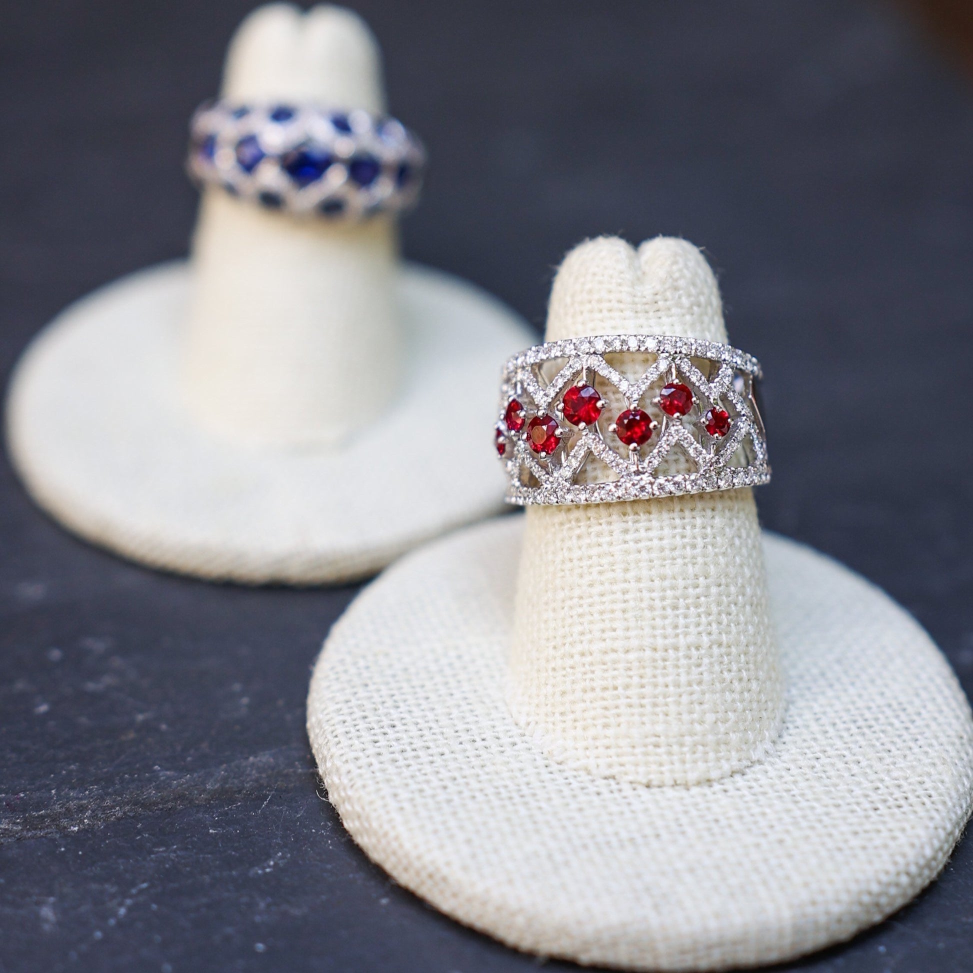 White gold diamond ruby ring Clearance