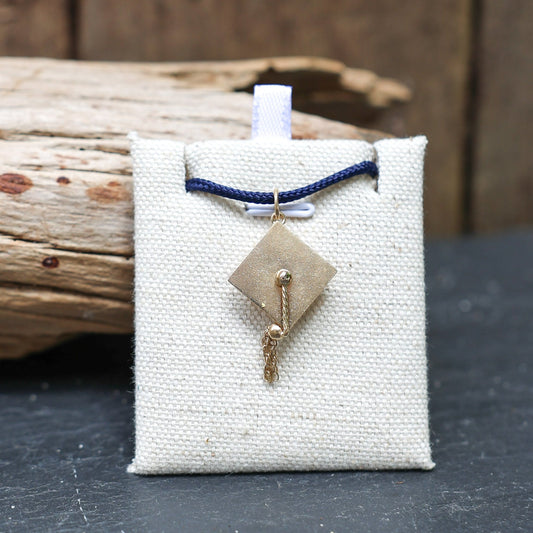 14K Yellow Gold Vintage Graduation Cap Charm with flowing tassel by Jewel in the Sea Nantucket 
