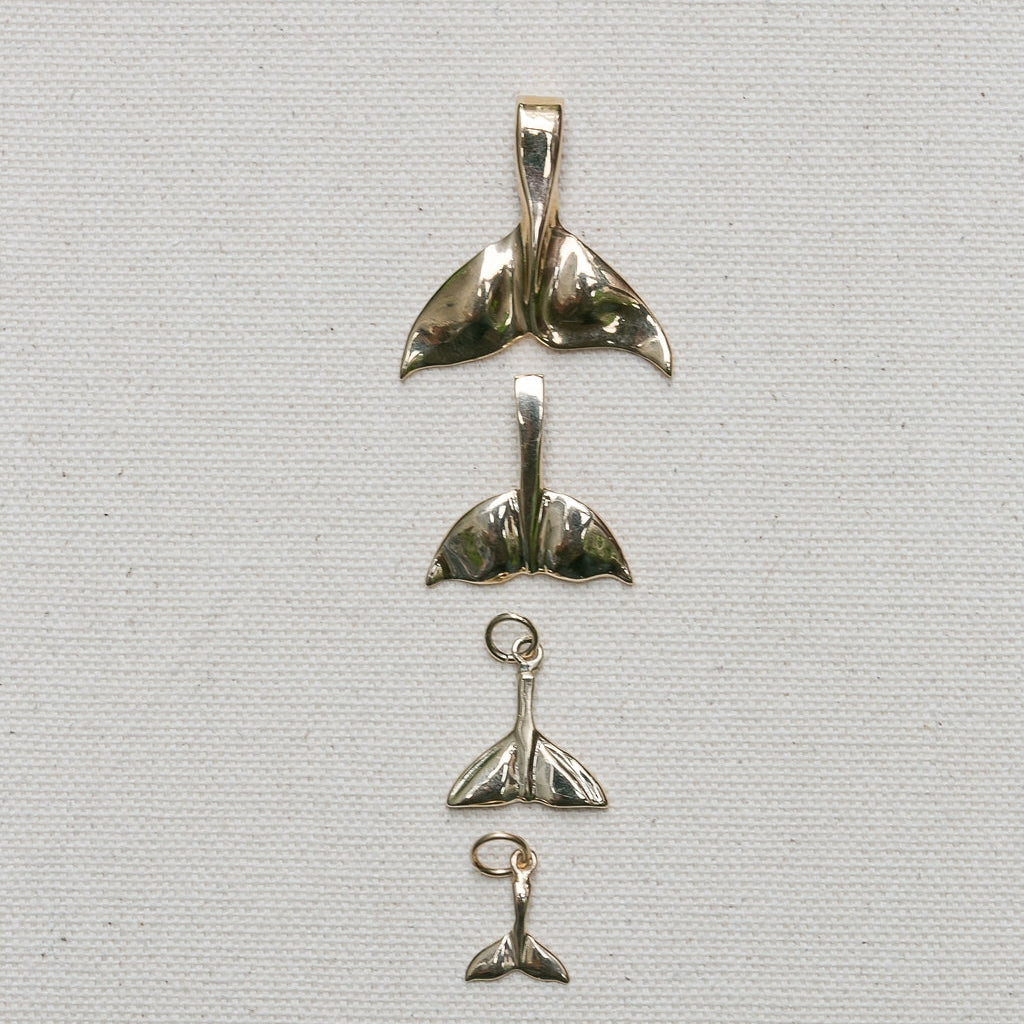 Whale Tail Charm/Pendant in 14K Yellow Gold handmade by Jewel in the Sea Nantucket