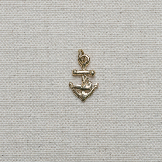 Anchor with Nantucket Island Charm/Pendant in 14K Yellow Gold handmade by Jewel in the Sea Nantucket