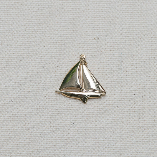Sailboat Charm/Pendant available in 14K Yellow Gold handmade by Jewel in the Sea Nantucket