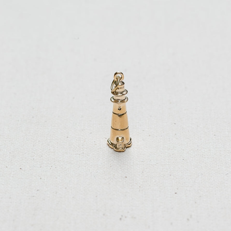 Sankaty Lighthouse Charm/Pendant in 14K Yellow Gold handmade by Jewel in the Sea Nantucket