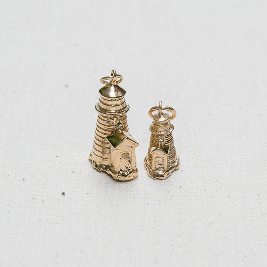 Brant Point Lighthouse Charm/Pendant in 14K Yellow Gold handmade by Jewel in the Sea Nantucket