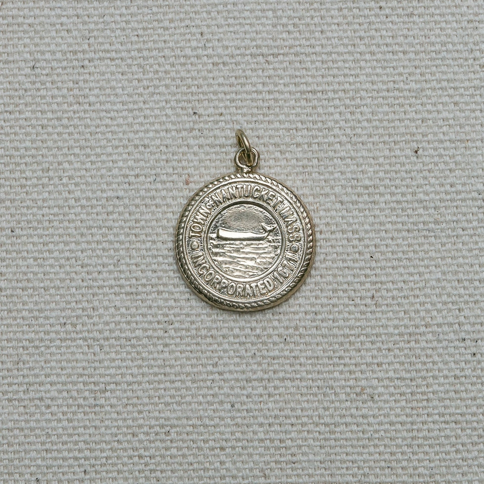Nantucket Town Seal Charm/Pendant in 14K Yellow Gold handmade by Jewel in the Sea Nantucket
